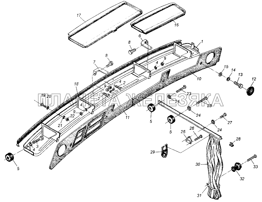 Установка вещевой полки и шторки МАЗ-64226
